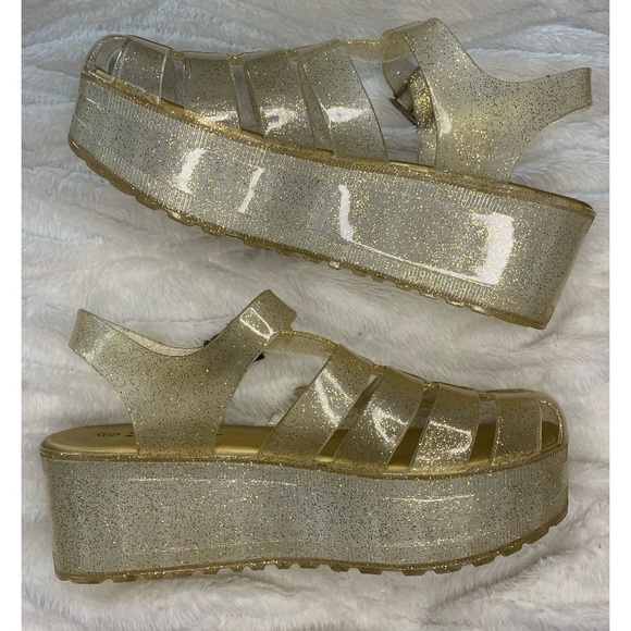 glitter jelly platform sandals